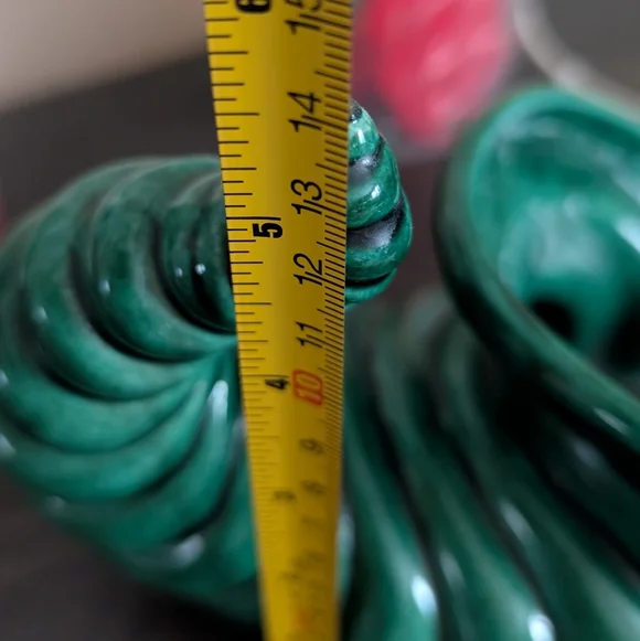 Large Cornucopia Sea Shell Pottery Vase Turquoise Blue Nautical Beach Decor Rare - Picture 3 of 4